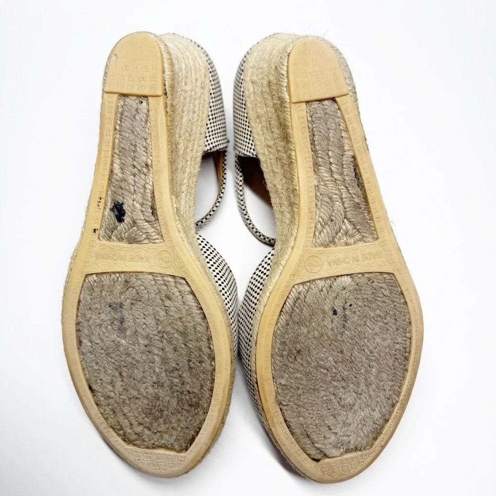 Talbots Lyndsay D’Orsay Pom Two Tone Cotton Espadrille Wedges